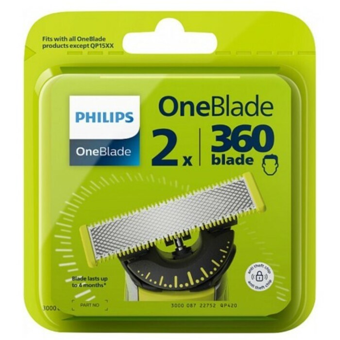 Philips OneBlade 360 QP420/50 interchangeable blades, 2 units.