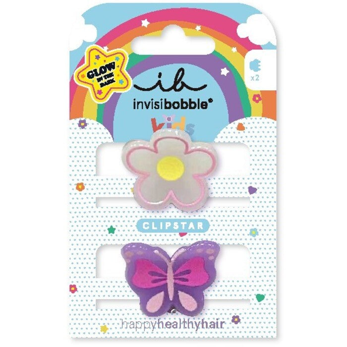 Invisibobble Clipstar Glow Happy Flower - plaukų segtukai (2 vnt.)