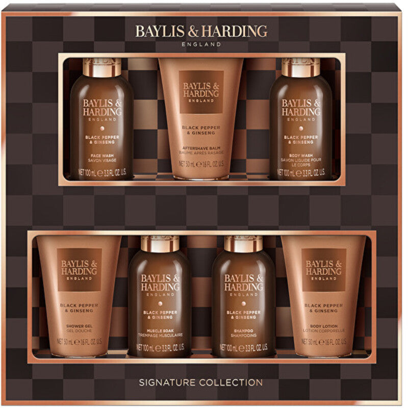 „Baylis & Harding“ vyriškų kūno priežiūros priemonių rinkinys (juodieji pipirai ir ženšenis) – dovanų rinkinys