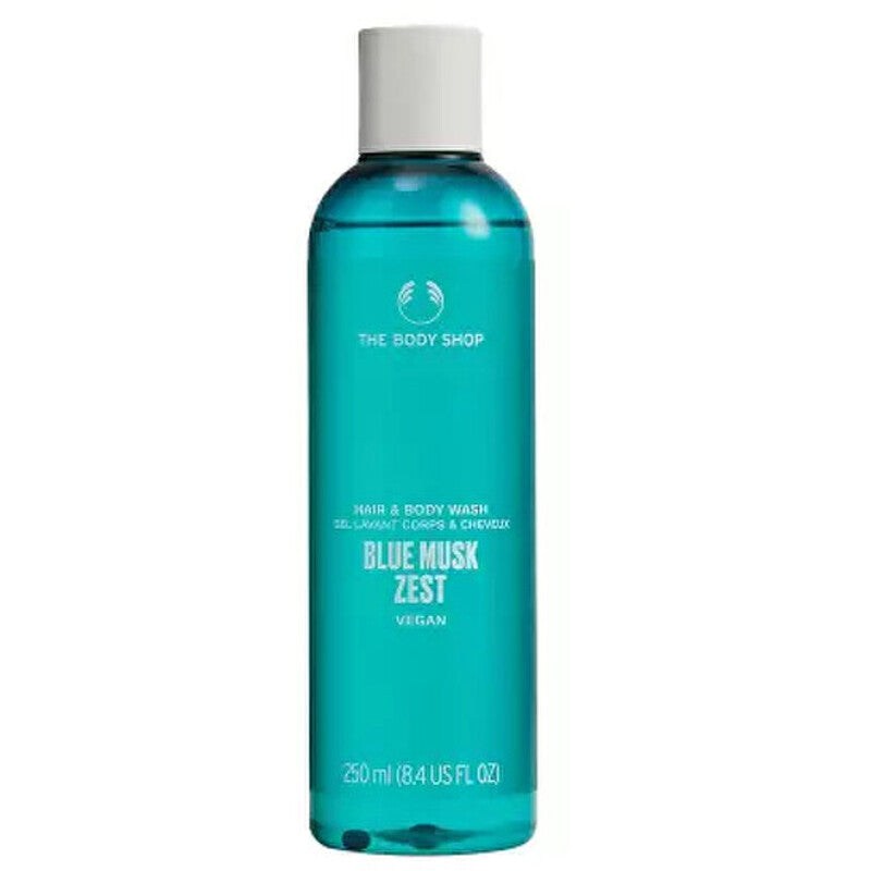 The Body Shop „Blue Musk Zest“ plaukų ir kūno prausiklis – kūno ir plaukų muilas
