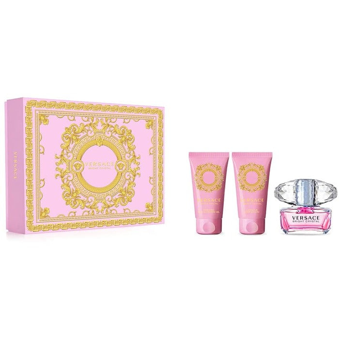 Versace Bright Crystal dovanų rinkinys EDT 50 ml, kūno losjonas Bright Crystal 50 ml ir dušo gelis 50 ml Bright Crystal FREE