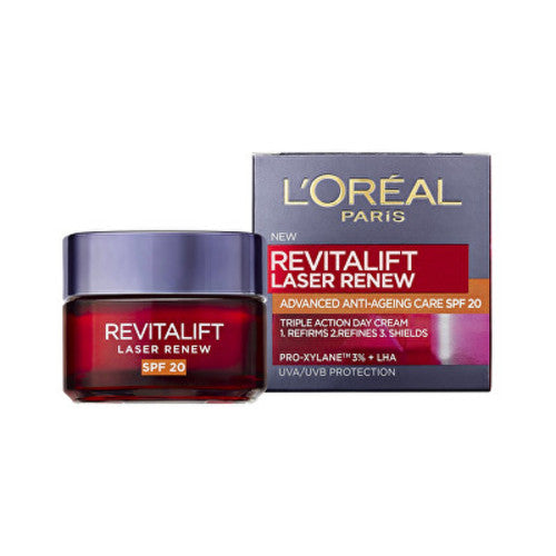 L'Oréal dieninis kremas nuo raukšlių SPF 20 Revitalift Laser Renew (Advanced Anti-Ageing Care) 50 ml