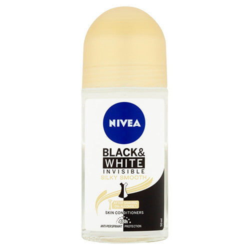 „Nivea Invisible Black & White Silky Smooth“ – antiperspirantasas be alkoholio
