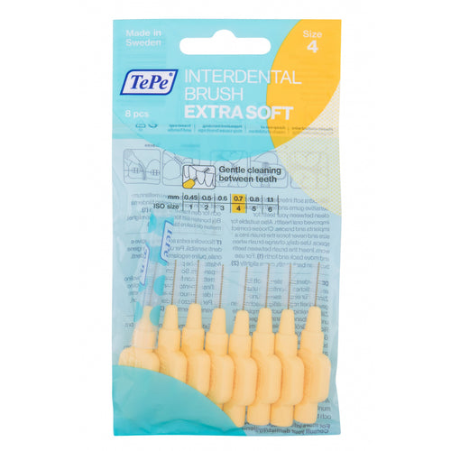 TePe interdental brush is particularly soft (0.7 mm yellow, 8 pieces)