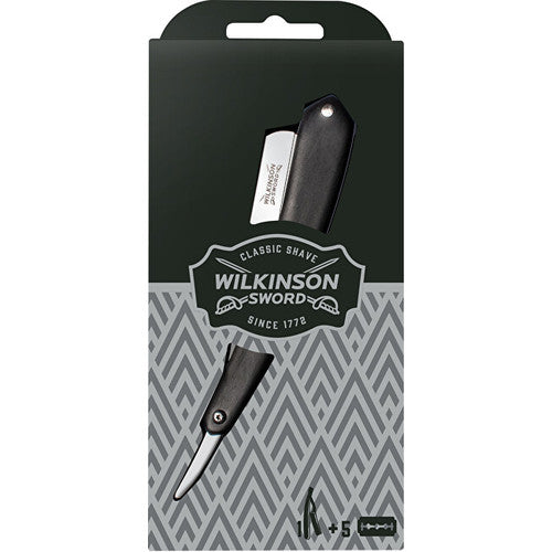 Wilkinson Sword Cut Throat + dvigubo ašmenų peiliukai (5 vnt.) - Skustuvas + atsarginiai peiliukai