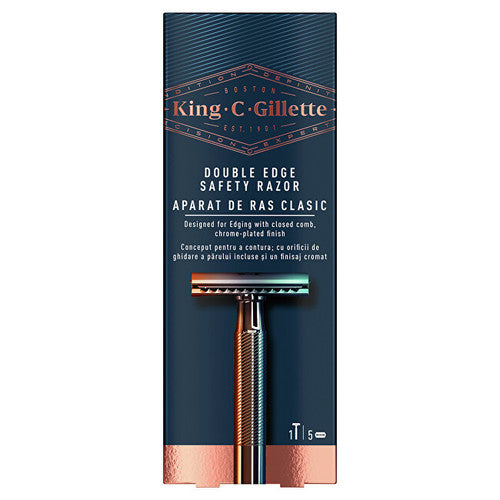Gillette King Double Edge apsauginis skustuvas – skustuvas + 5 atsarginiai peiliukai
