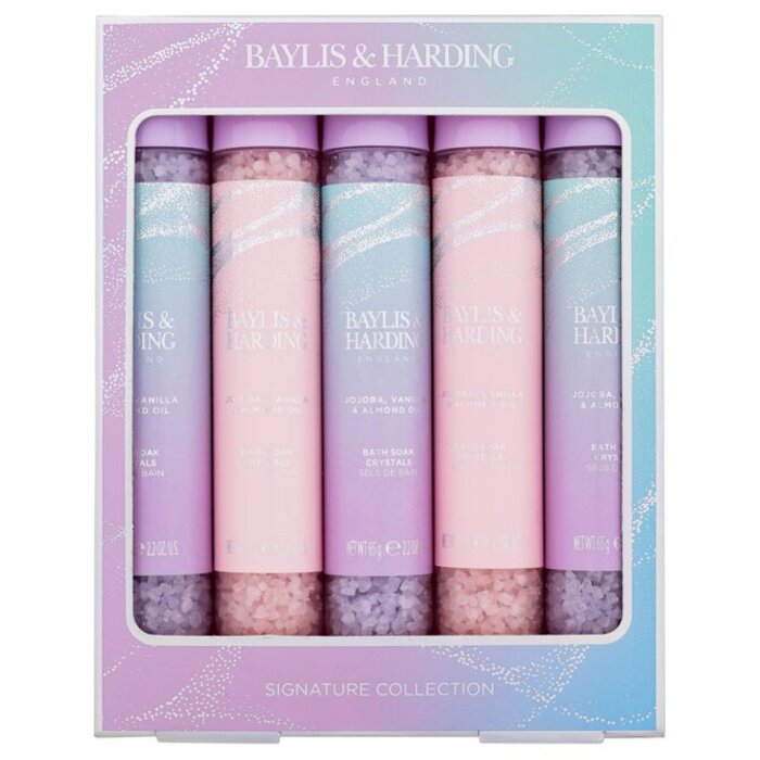 Baylis ir Harding simondsijų, vanilės ir migdolų aliejaus vonios mirkymo kristalų kolekcija