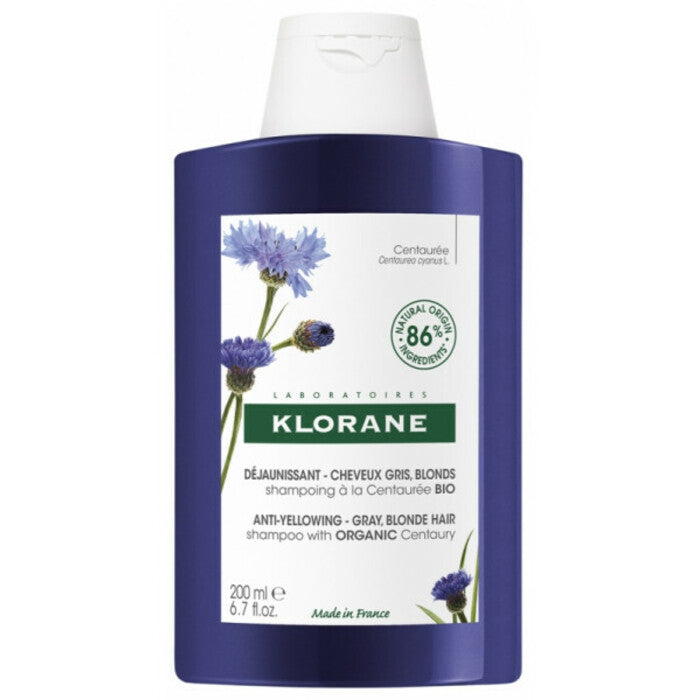 Klorane Cornflower BIO šampūnas – neutralizuojantis geltonus atspalvius