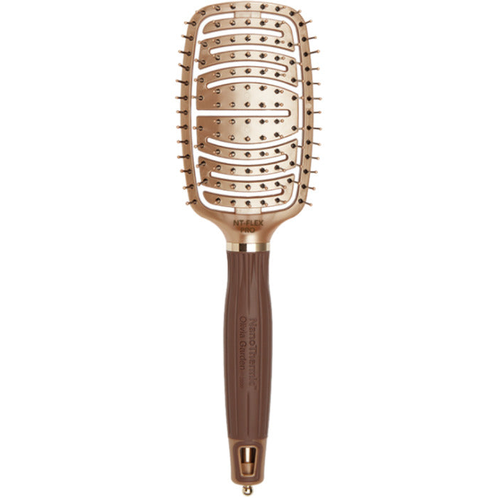 Olivia Garden NanoThermic Flex Pro – plokščias plaukų šepetys su 100 % šerno ir joniniais šereliais