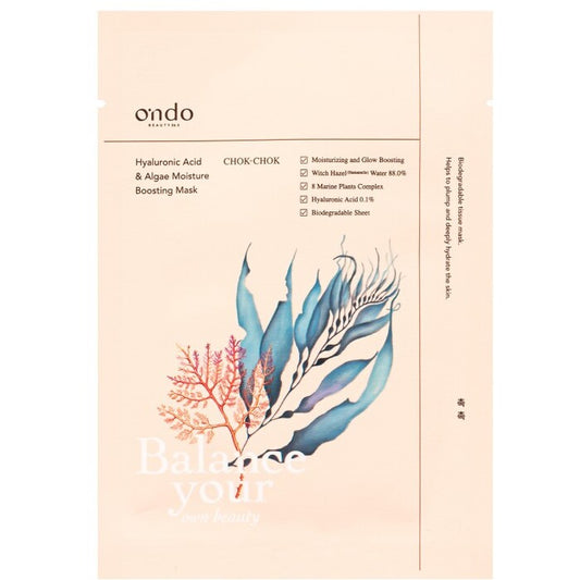 Ondo Beauty 36.5 CHOK-CHOK Hialurono rūgšties ir dumblių drėkinamoji kaukė - Drėkinamoji lakštinė kaukė