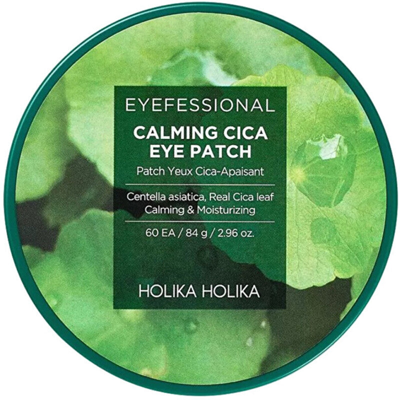 Holika Holika Eyefessional Calming Cica paakių pleistras (60 vnt.) – raminantys ir drėkinantys hidrogelio paakių pleistrai