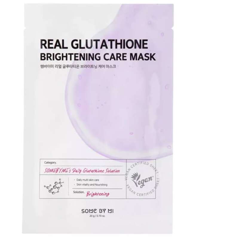 „Some By Mi Real Glutathione Brightening Care Mask“ – skaistinanti lakštinė kaukė odos tonui suvienodinti. - Glamur