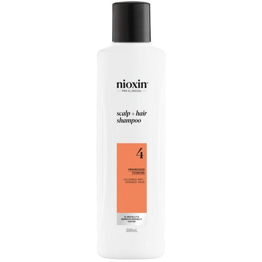 Nioxin System 4 Scalp + Hair Šampūnas Progressed Thinning – valomasis šampūnas dažytiems plaukams su pažangiu retėjimu