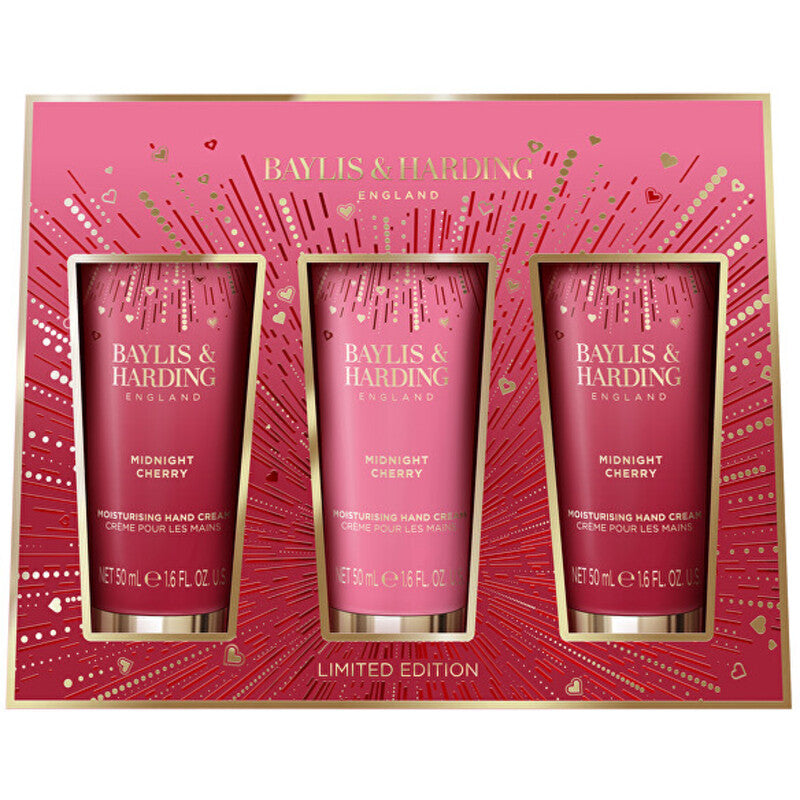 Baylis & Harding Midnight Cherry rankų kremo rinkinys - dovanų rankų kremų rinkinys
