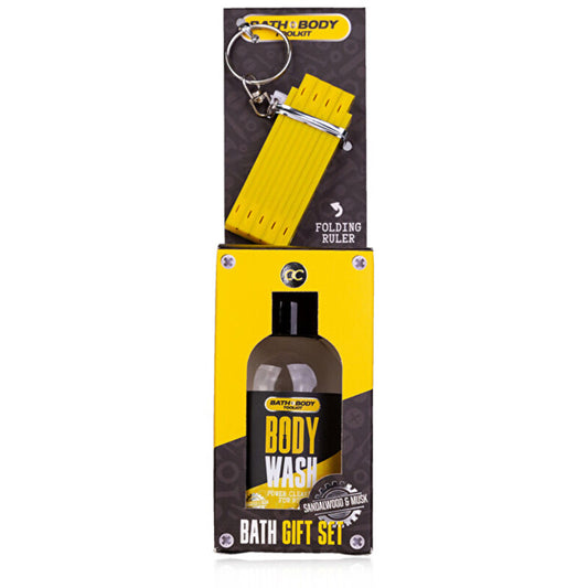 „Accentra“ vyriškų vonios ir kūno priežiūros priemonių dovanų rinkinys – dovanų rinkinys su sulankstoma liniuote