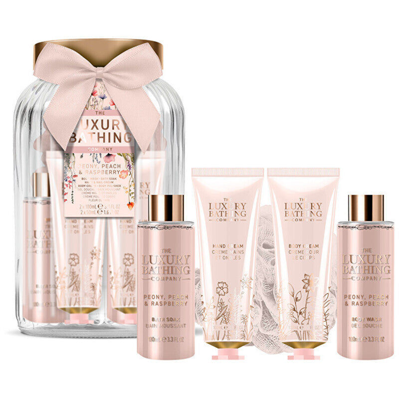 Luxury Bathing Company gift set in glass jar (bean, peach and raspberry)