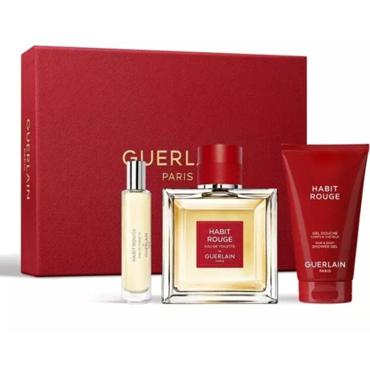 Guerlain Habit Rouge Gift Set EDT 100 ml, shower gel 75 ml and miniature EDT 10 ml
