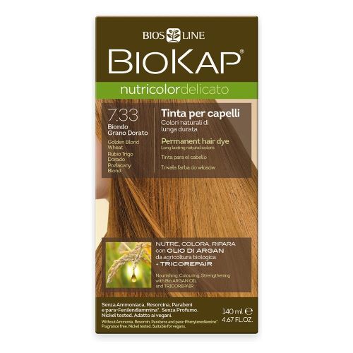 Biokap NUTRICOLOR DELICATO - Plaukų dažai - 7.33 Šviesūs auksiniai kviečiai 140 ml